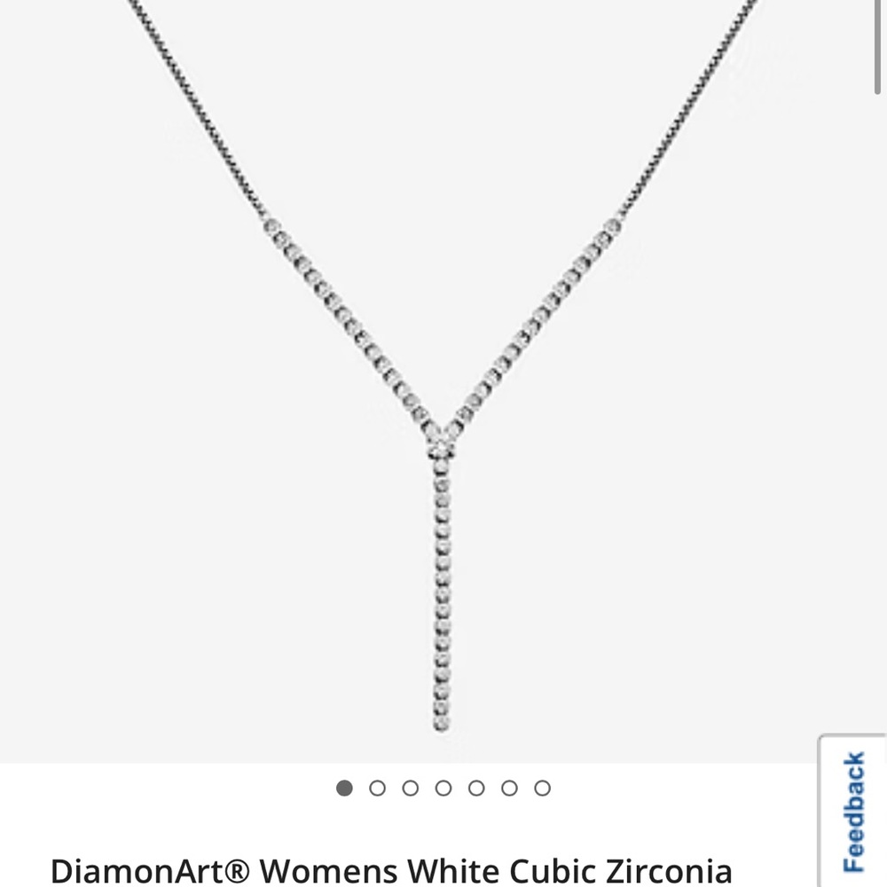 DiamonArt womens white cubic zirconia sterling silver cross Y necklace